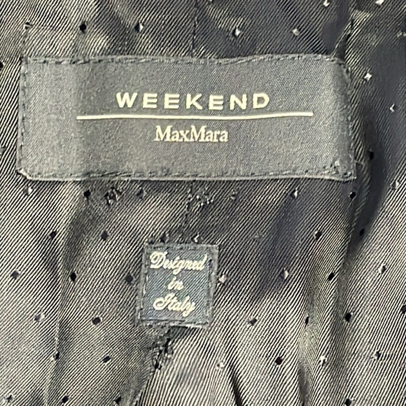 Weekend MaxMara Mixed Media Biker Jacket Moto Gray Black Vegan Faux Leather Wool - Picture 5 of 10